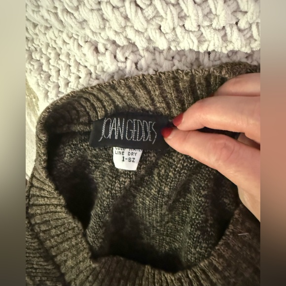 Vintage 80s or 90s Joan Geddes Brown & Black Sweater Dress One Size - Picture 13 of 14